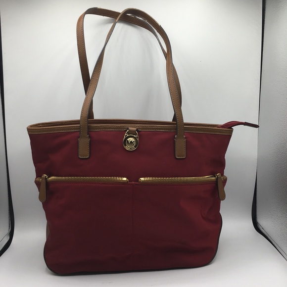 Michael Kors Handbags - Michael Kors Red Canvas Shoulder Tote